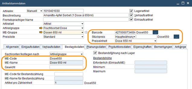 ME-Gruppe in den Bestandsdaten in SAP Business One konfigurieren